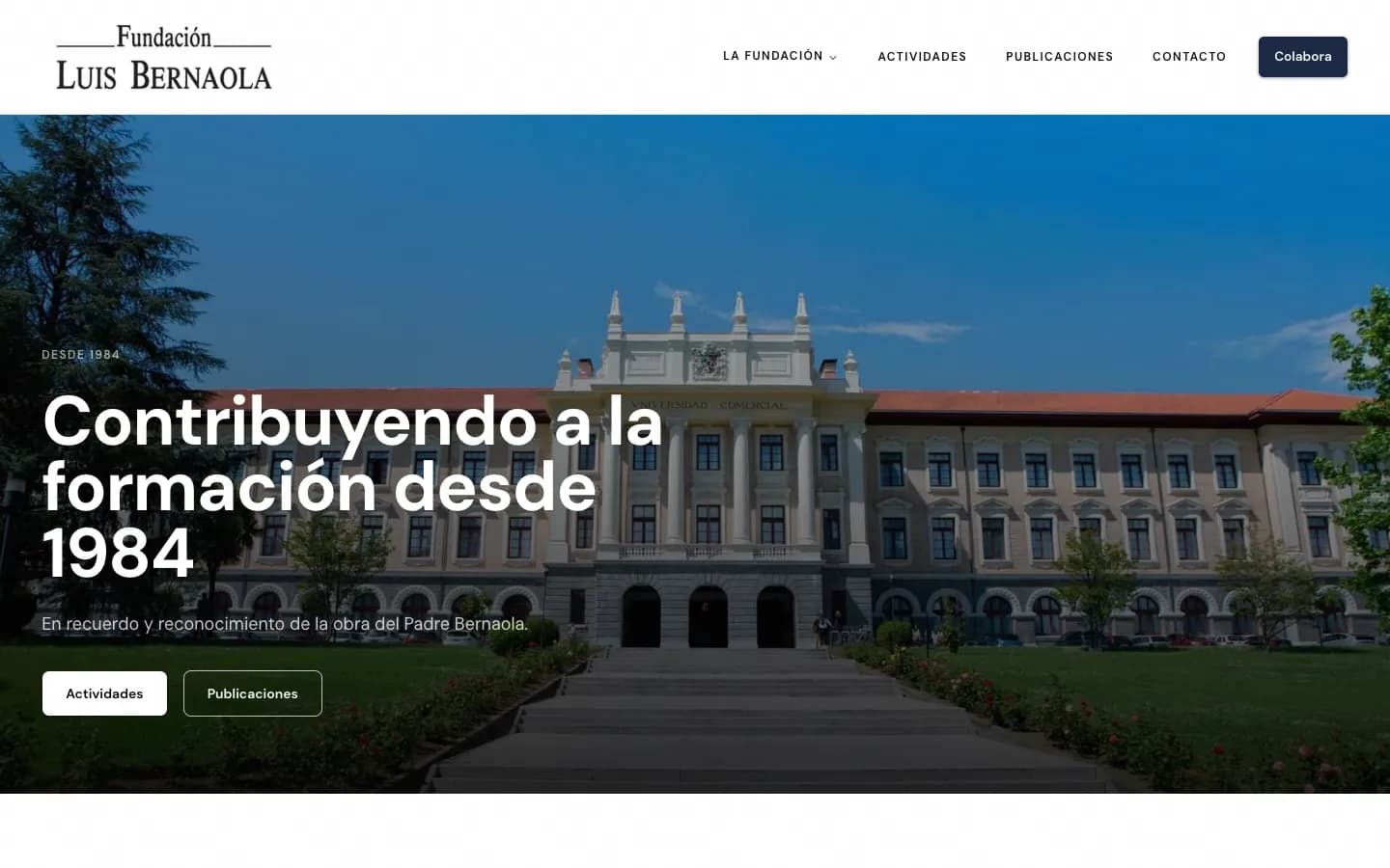 Fundación Luis Bernaola: vista principal en escritorio