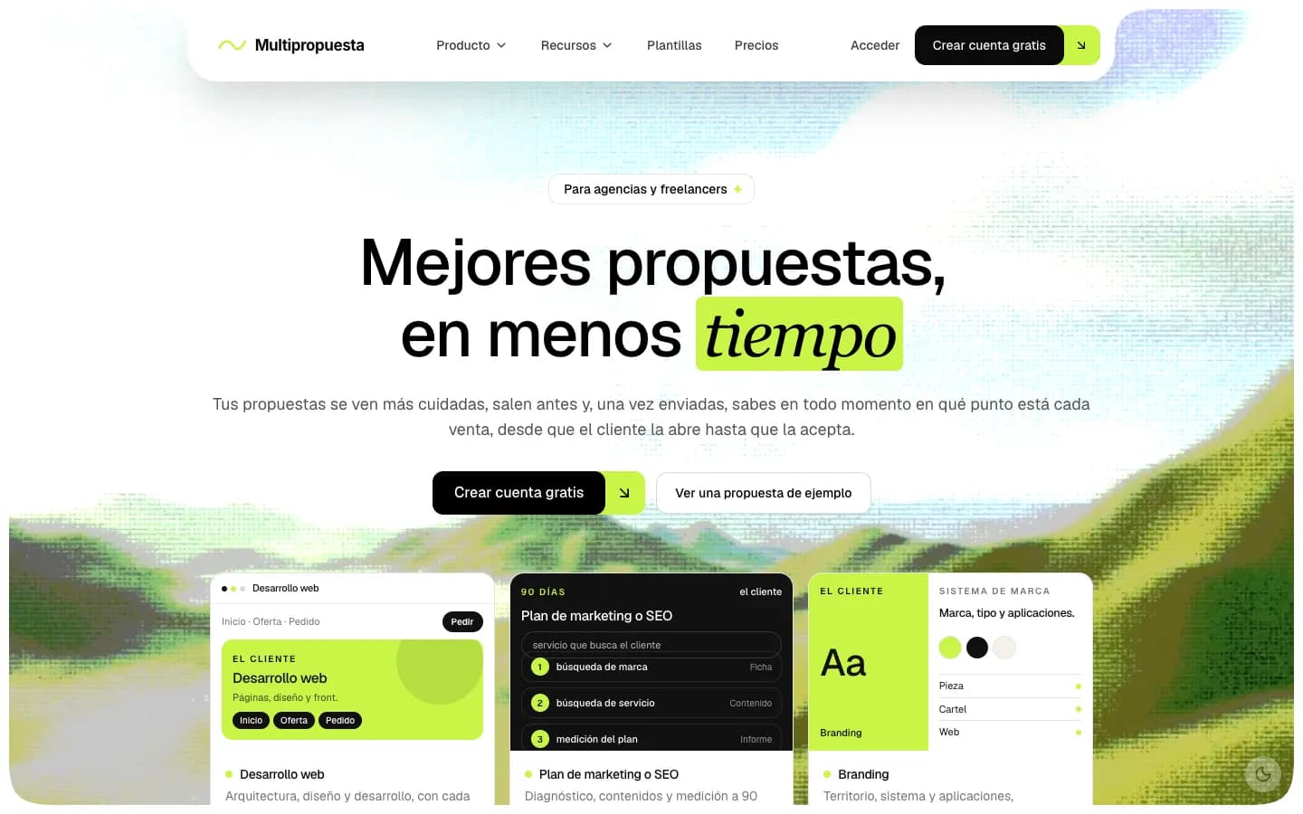 Multipropuesta: vista principal en escritorio