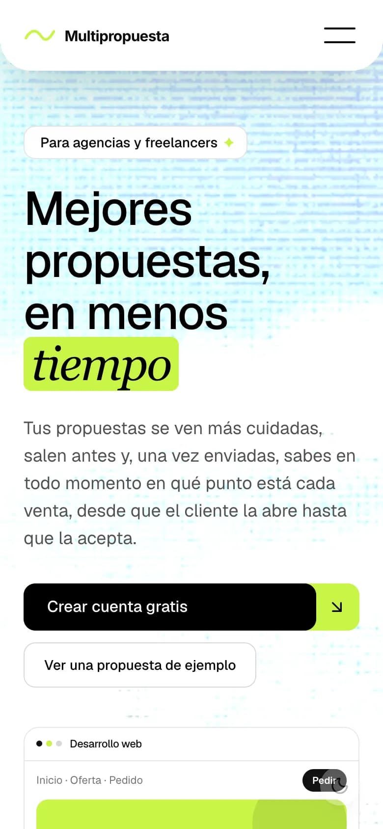 Multipropuesta: vista principal adaptada a móvil
