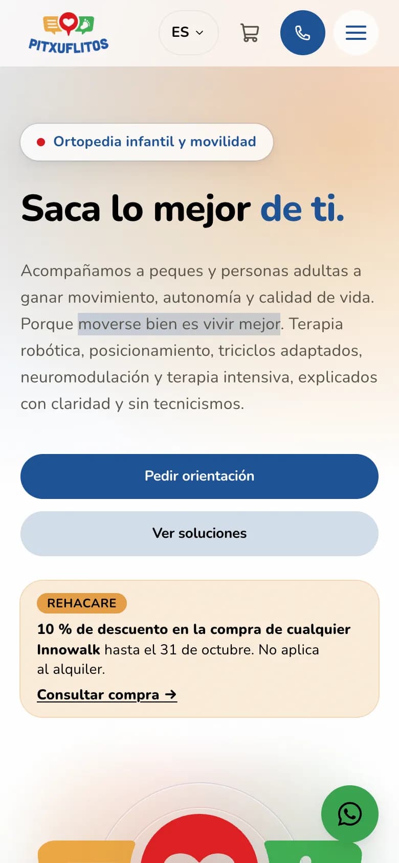 Pitxuflitos: vista principal adaptada a móvil
