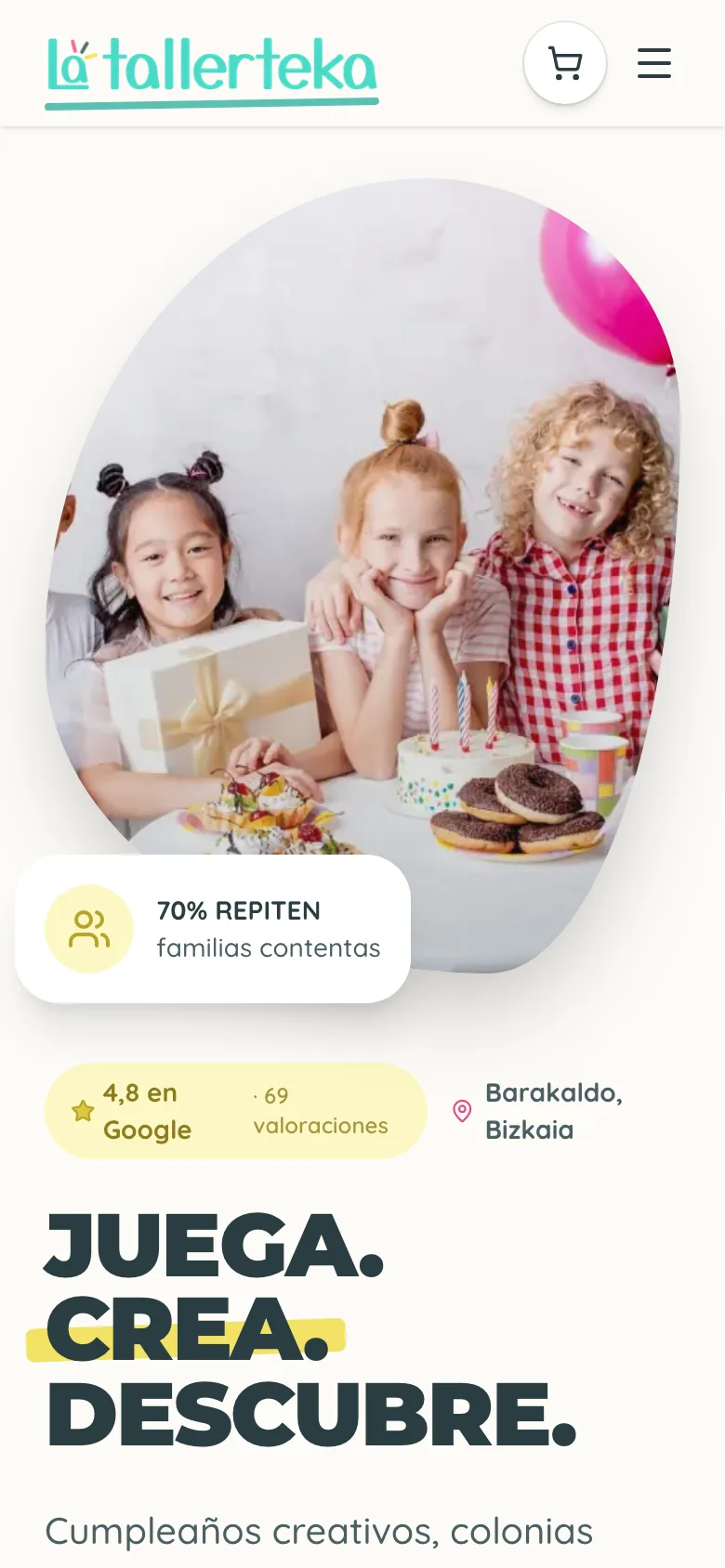 La Tallerteka: vista principal adaptada a móvil