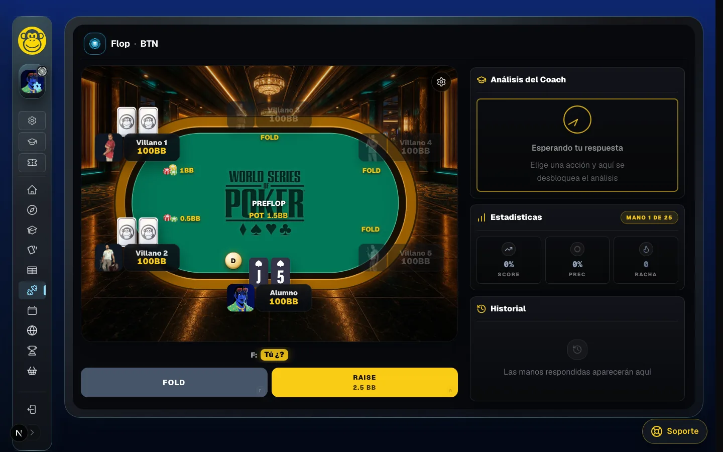 MentoPoker: trainer interno con mesa, decisiones y análisis del coach