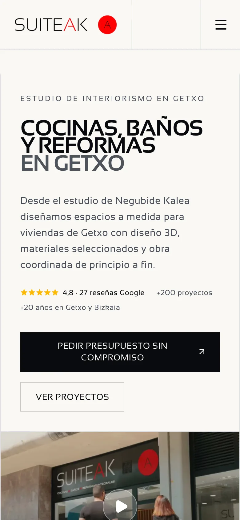 Suiteak: vista principal adaptada a móvil