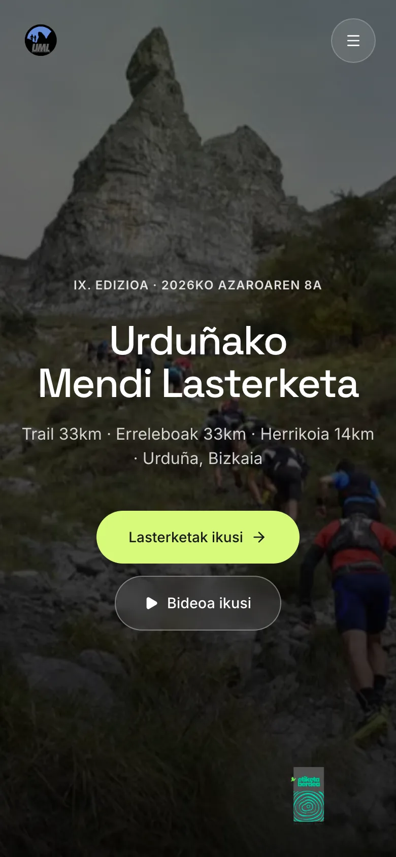 Urduñako Mendi Lasterketa: vista principal adaptada a móvil